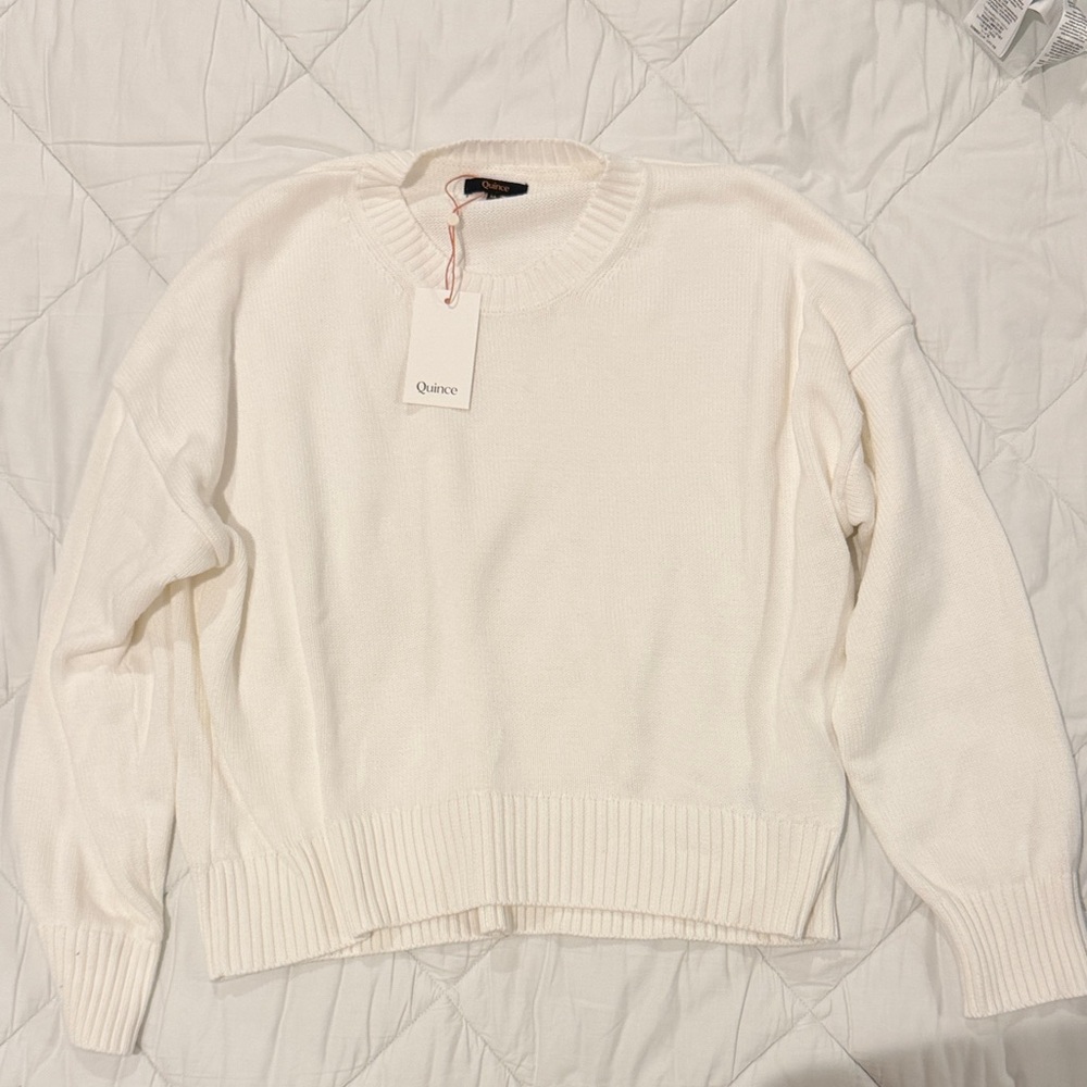 Quince 100% organic cotton boyfriend crew sweate/ ivory/ M / new with tags